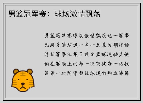 男篮冠军赛：球场激情飘荡